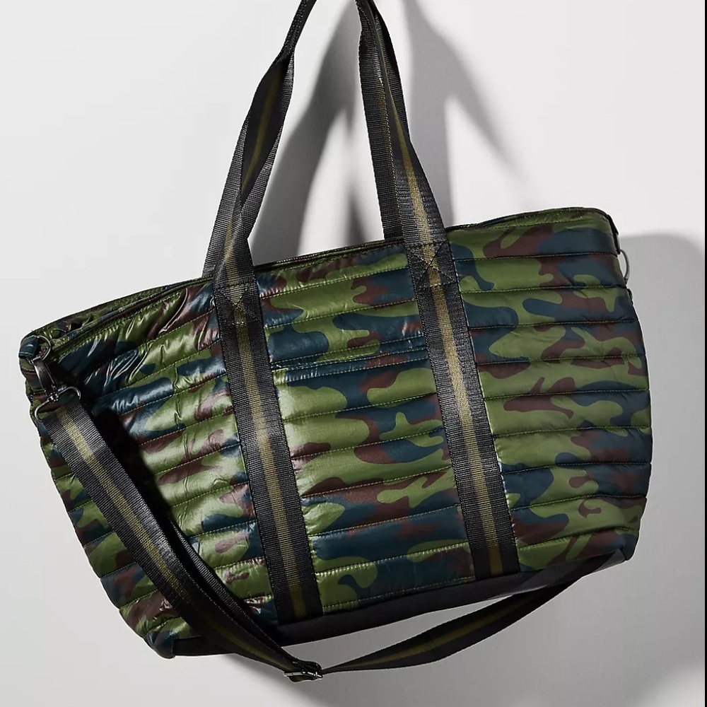 THINK ROYLN Camouflage Quilted Travel Tote in Green & Brown